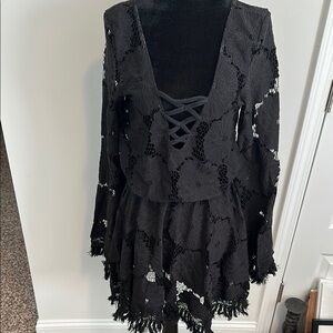Luli Fama Black Lace Swim Coverup